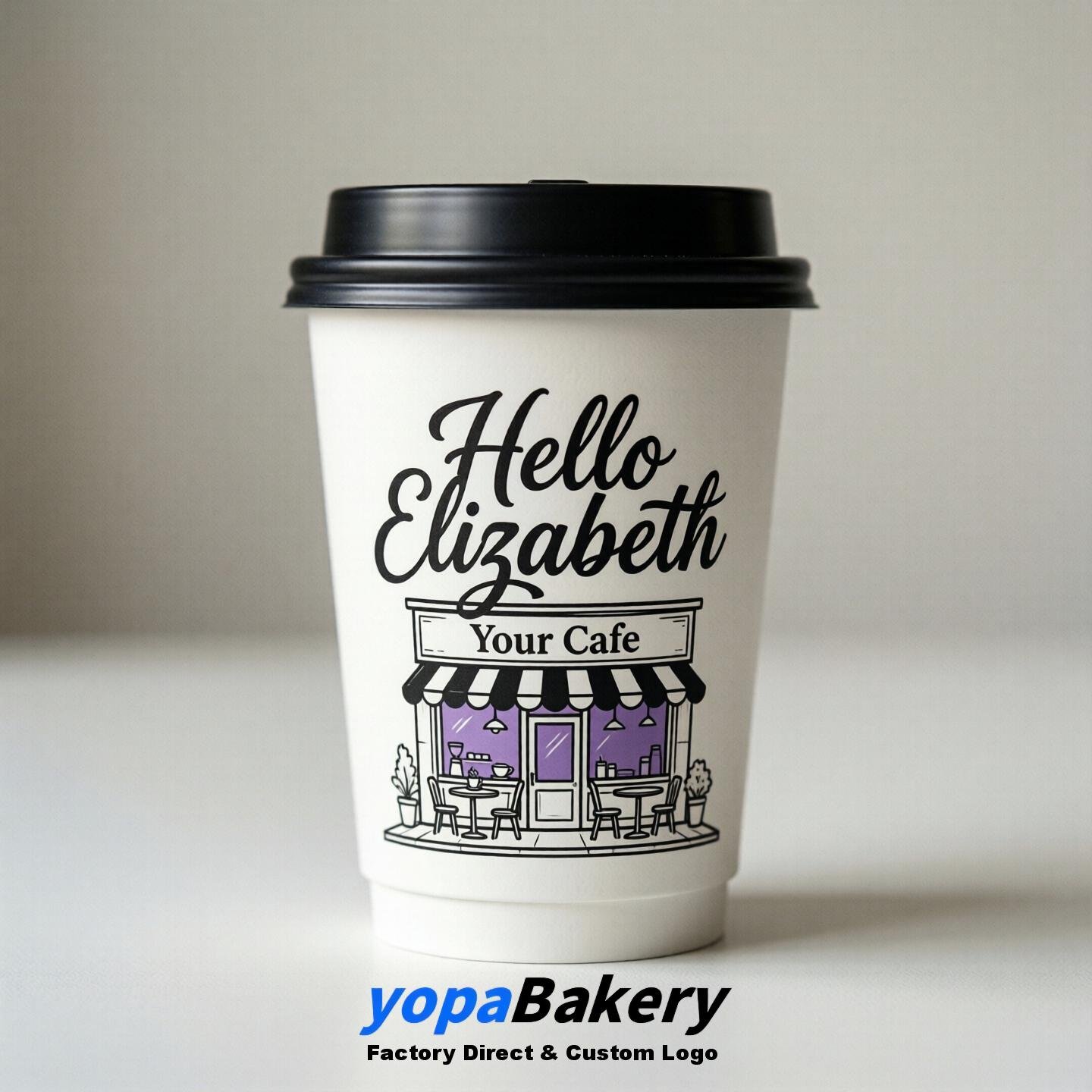 'Welcome to Elizabeth' Paper Coffee Cups | Elizabeth Cafe Packaging Design Firm