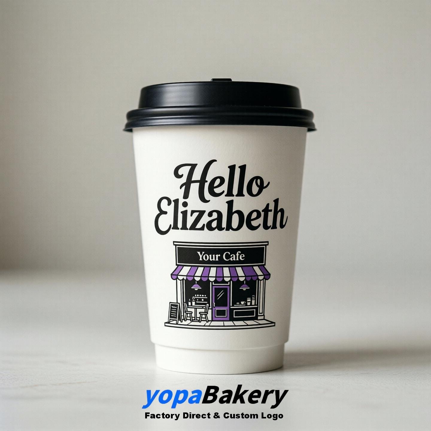 'Welcome to Elizabeth' Paper Coffee Cups | Elizabeth Cafe Packaging Design Firm