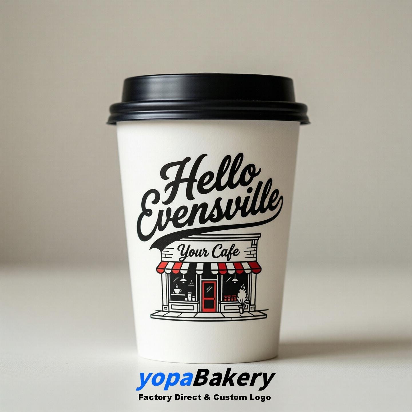 'Welcome to Evansville' Paper Coffee Cups | Evansville Cafe Packaging Design Firm