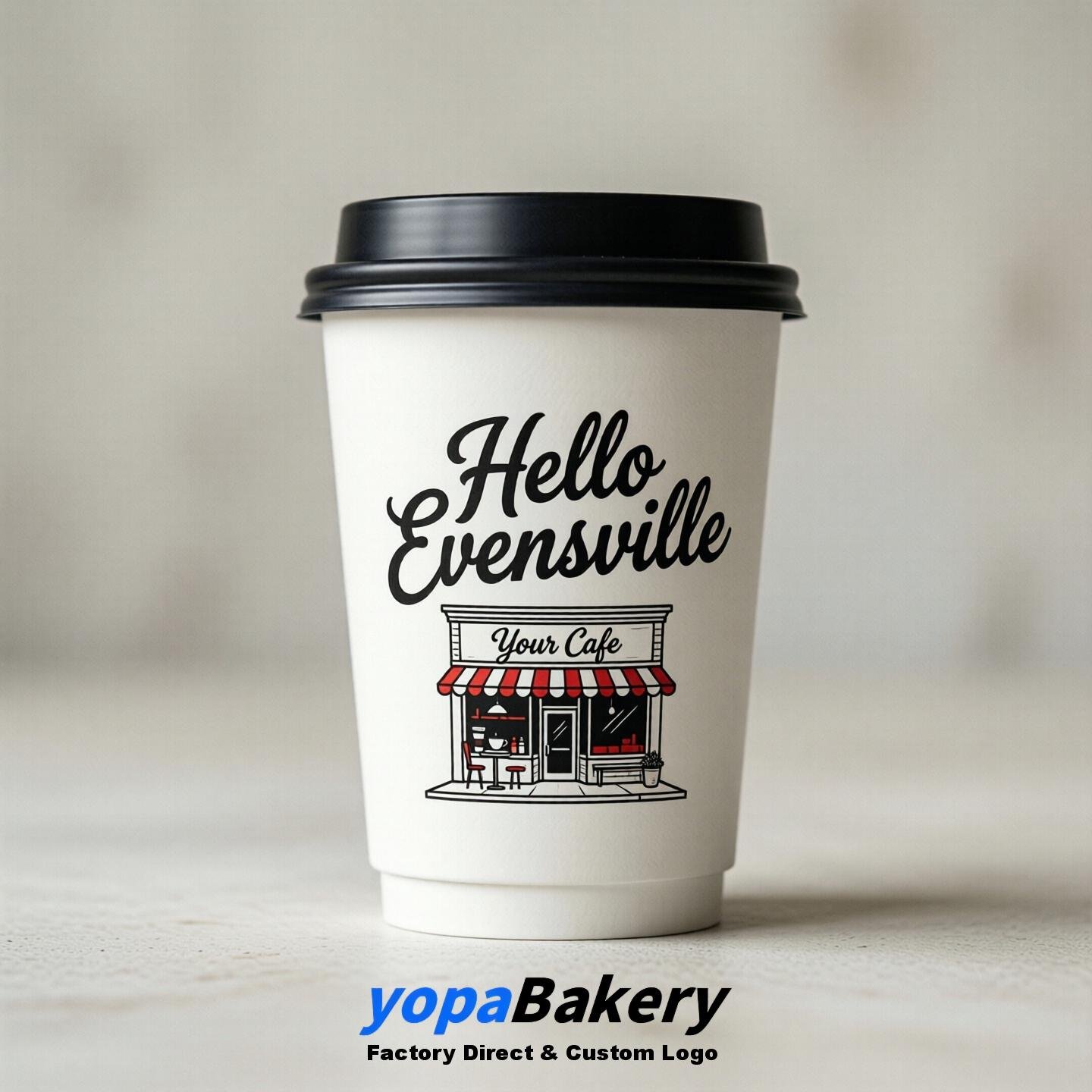 'Welcome to Evansville' Paper Coffee Cups | Evansville Cafe Packaging Design Firm