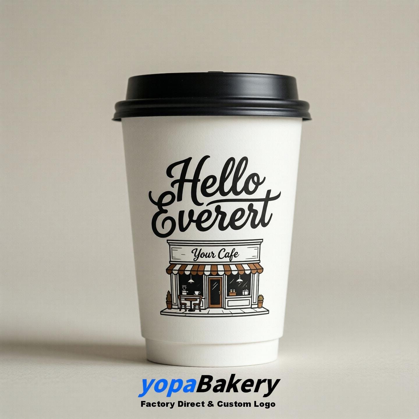 'Welcome to Everett' Paper Coffee Cups | Everett Cafe Packaging Design Firm
