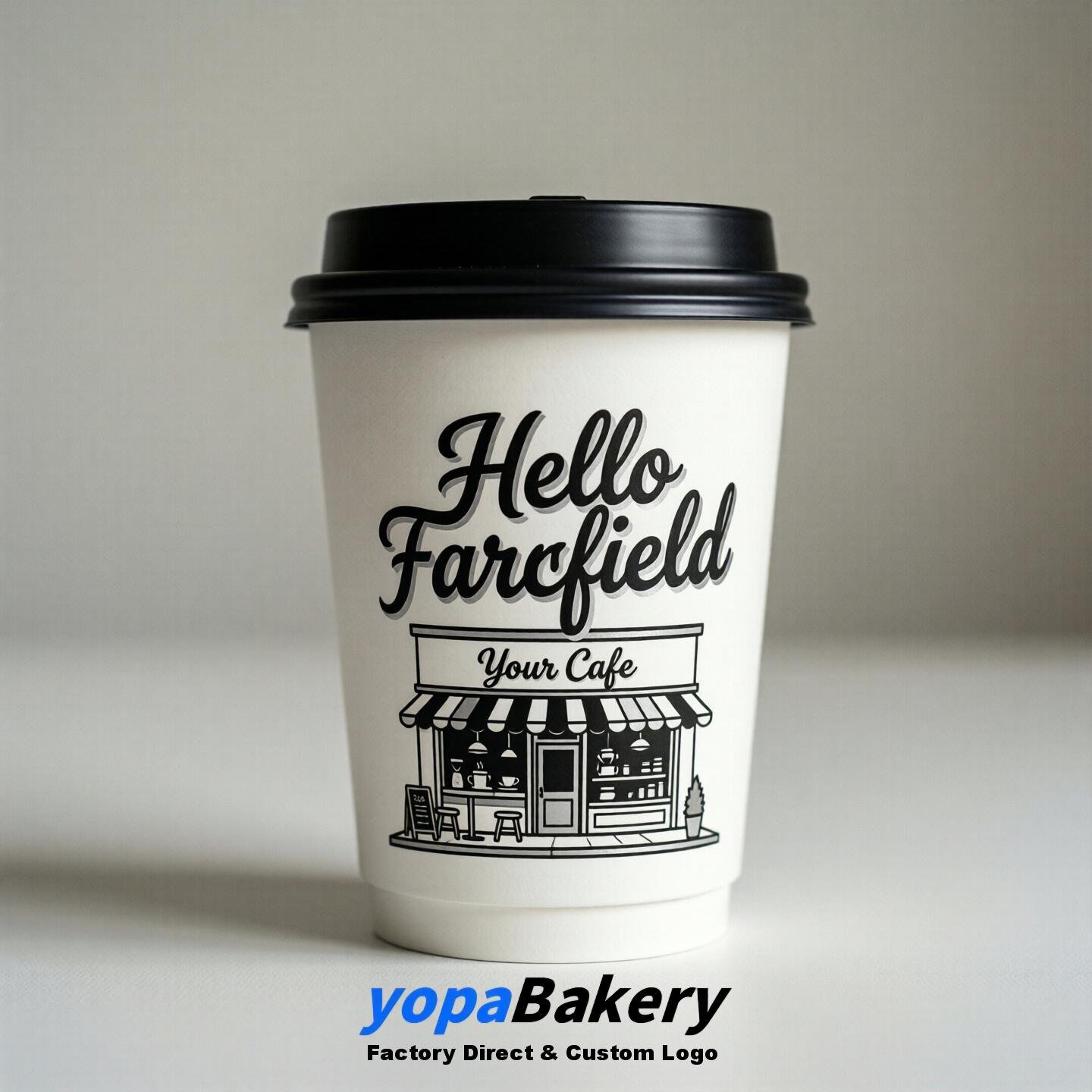 'Welcome to Fairfield' Paper Coffee Cups | Fairfield Cafe Packaging Design Firm