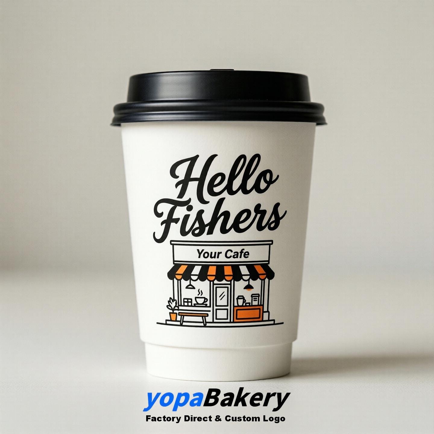 'Welcome to Fishers' Paper Coffee Cups | Fishers Cafe Packaging Design Firm