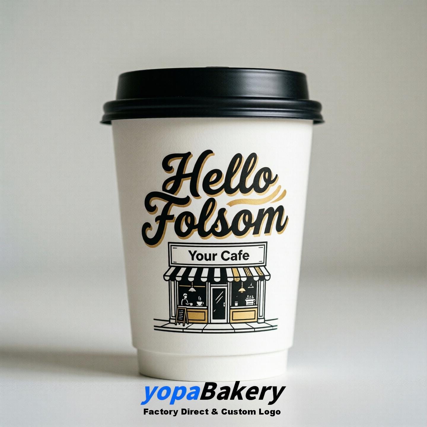 'Hello Folsom' Paper Coffee Cups | Folsom Cafe Packaging Design Agency