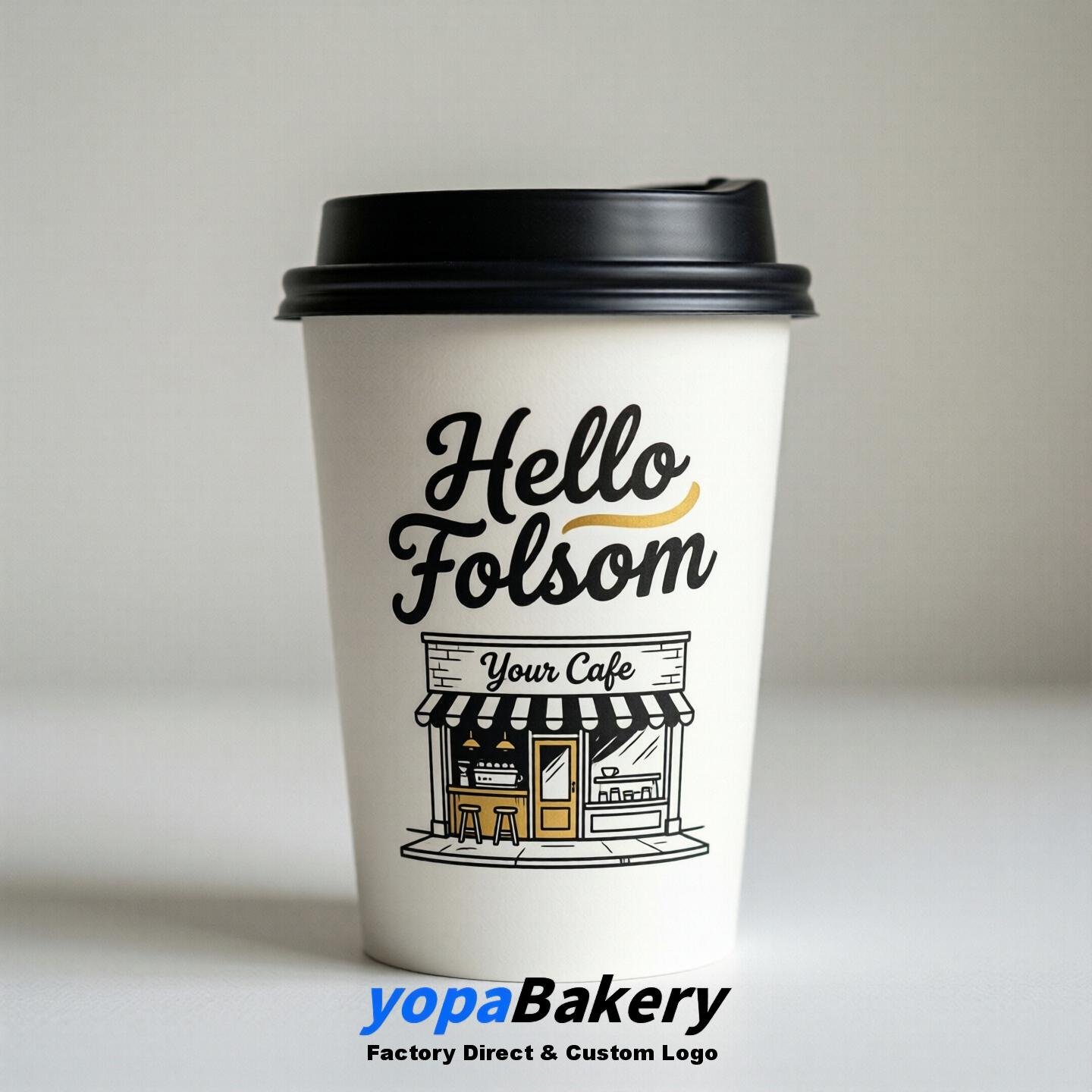 'Hello Folsom' Paper Coffee Cups | Folsom Cafe Packaging Design Agency