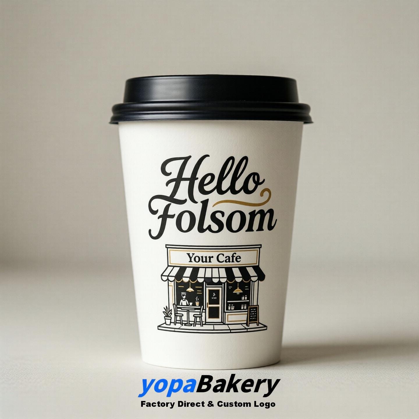 'Hello Folsom' Paper Coffee Cups | Folsom Cafe Packaging Design Agency