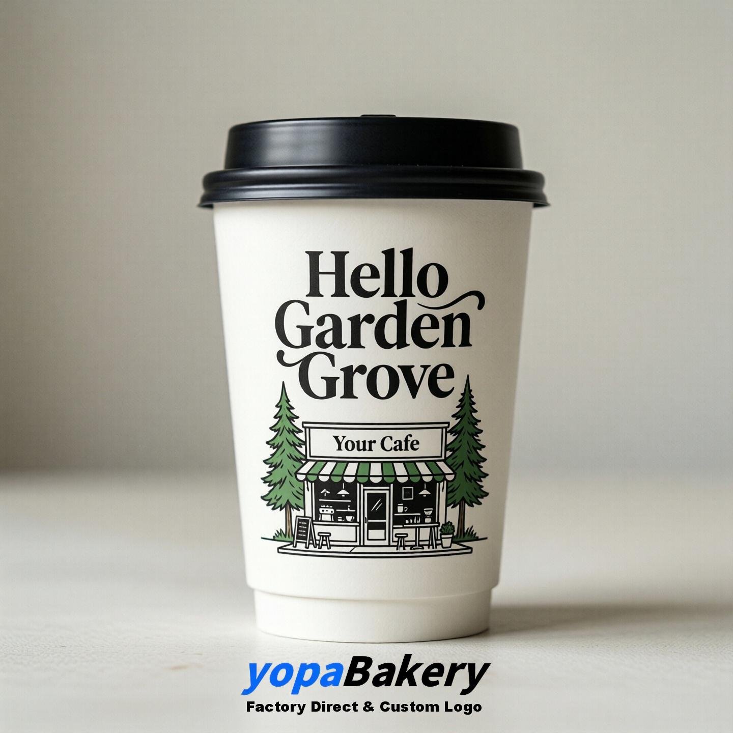 Welcome to Garden Grove Printed Paper Coffee Cups | Garden Grove Cafe Packaging Designer