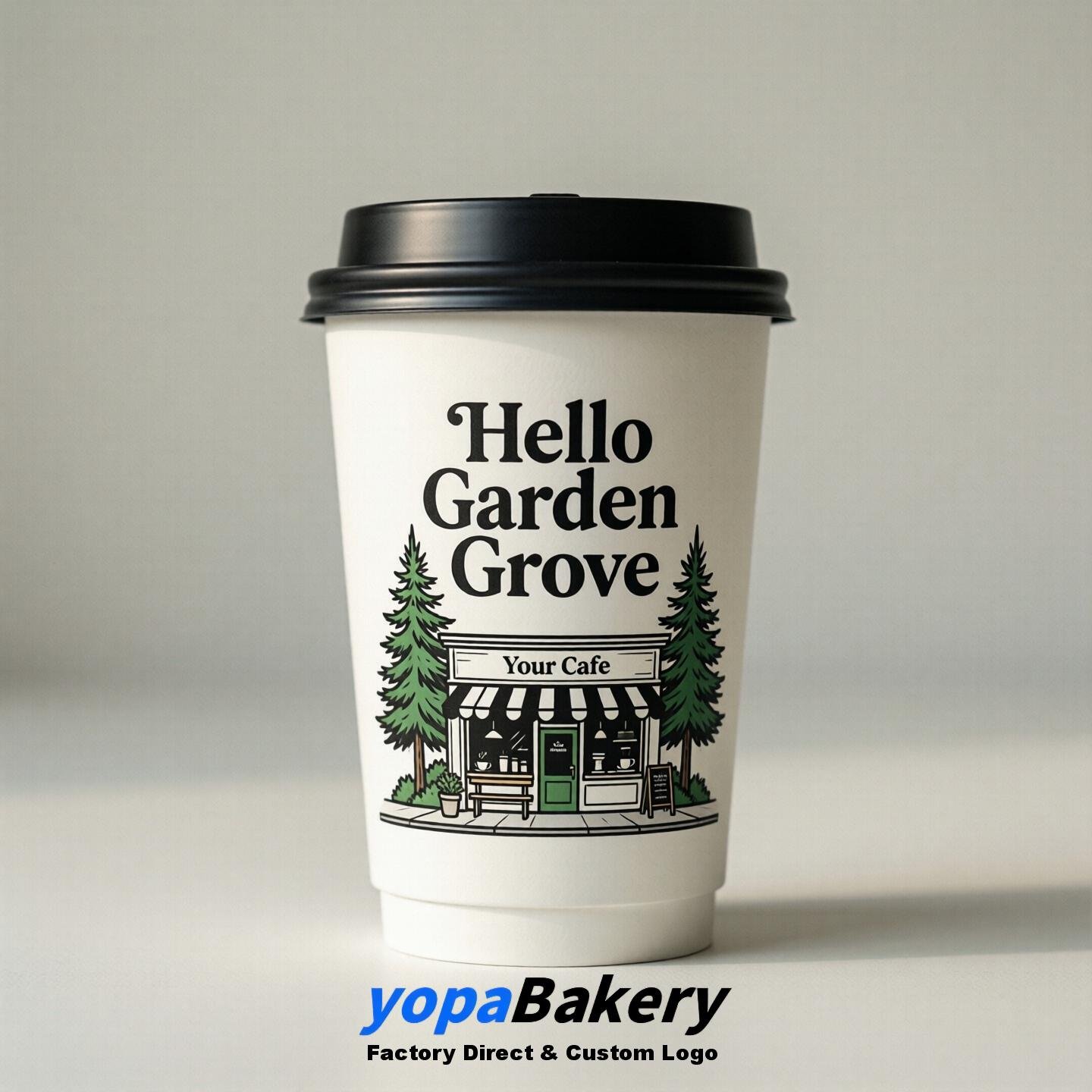 Welcome to Garden Grove Printed Paper Coffee Cups | Garden Grove Cafe Packaging Designer