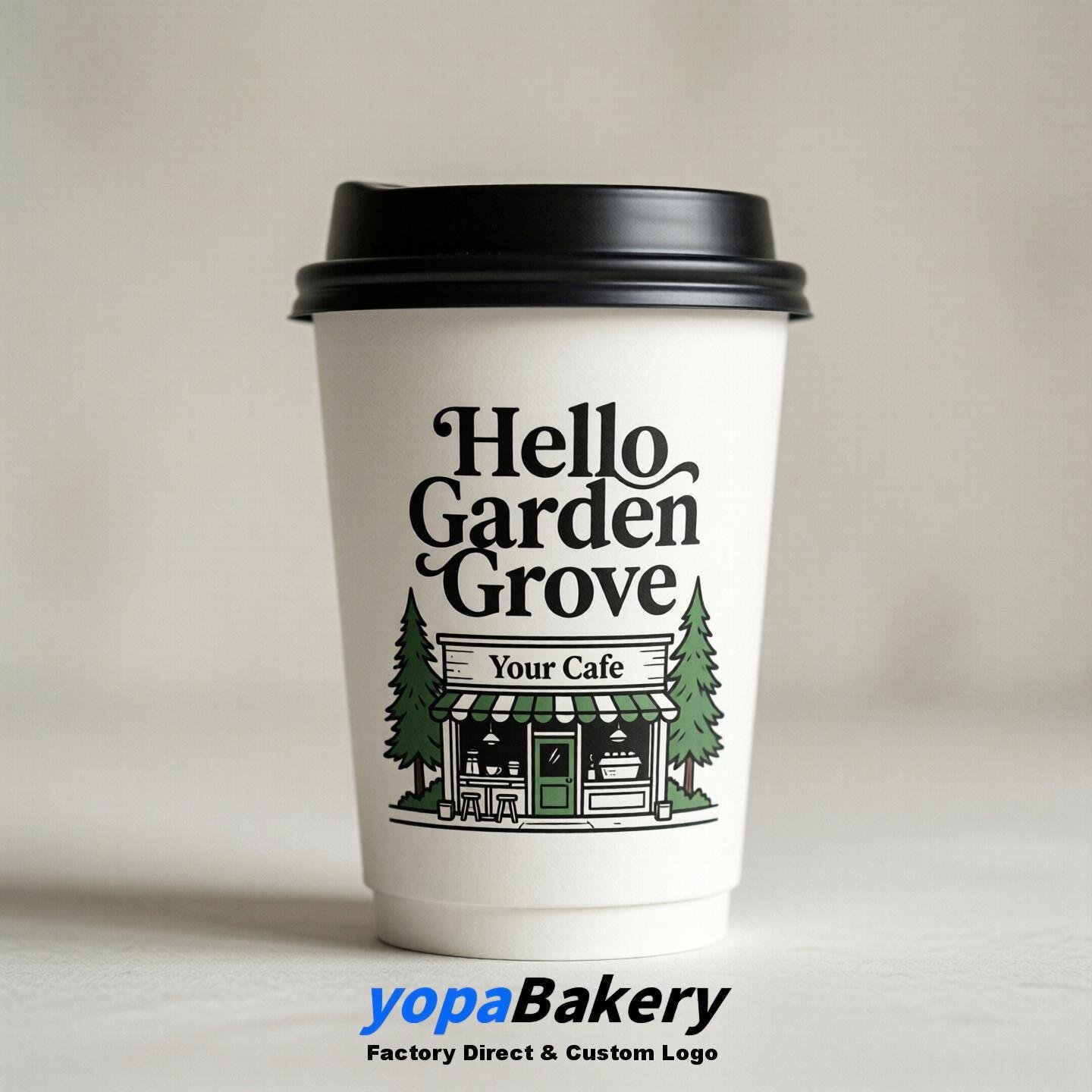 Welcome to Garden Grove Printed Paper Coffee Cups | Garden Grove Cafe Packaging Designer