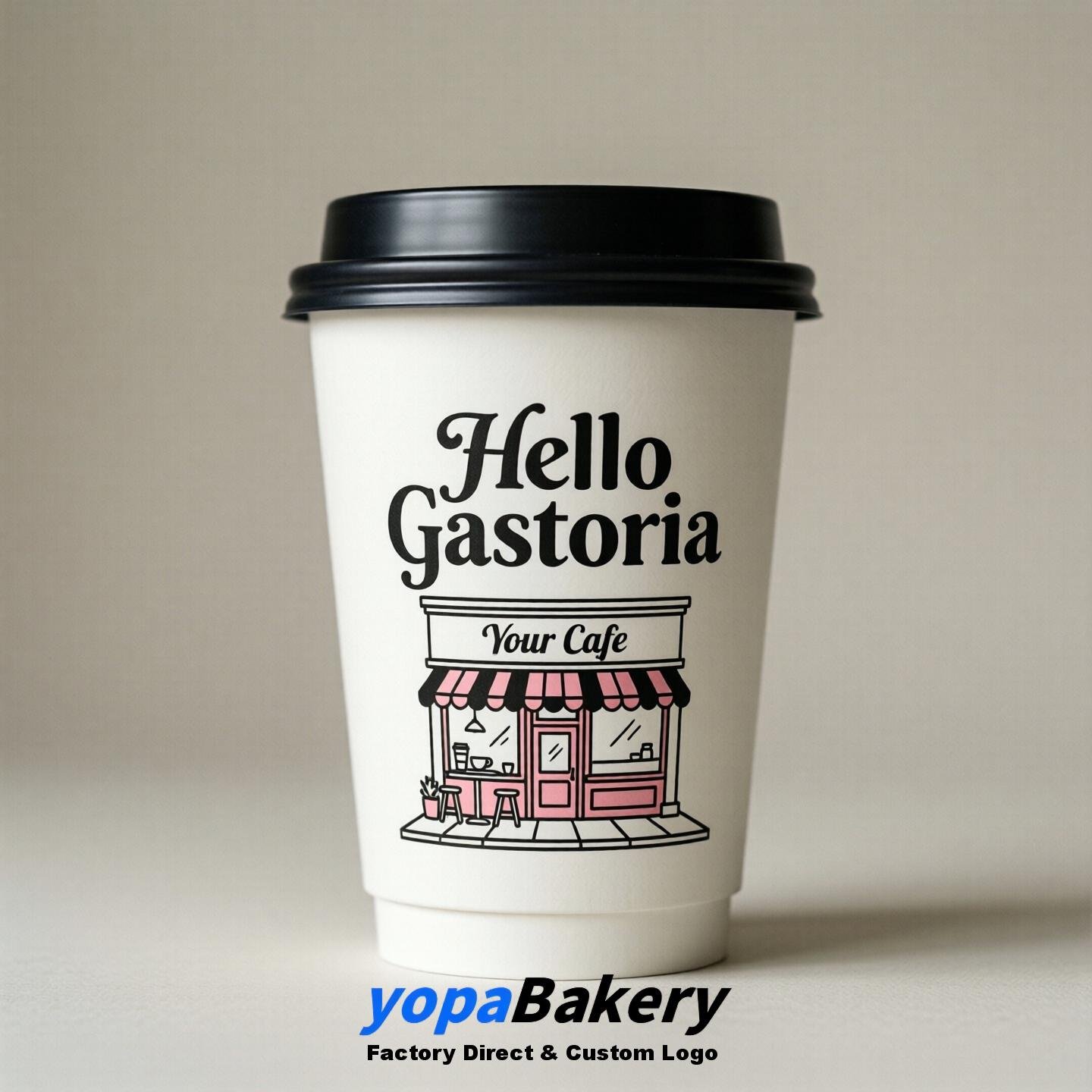 'Hello Gastonia' Paper Coffee Cups | Gastonia Cafe Packaging Design Agency