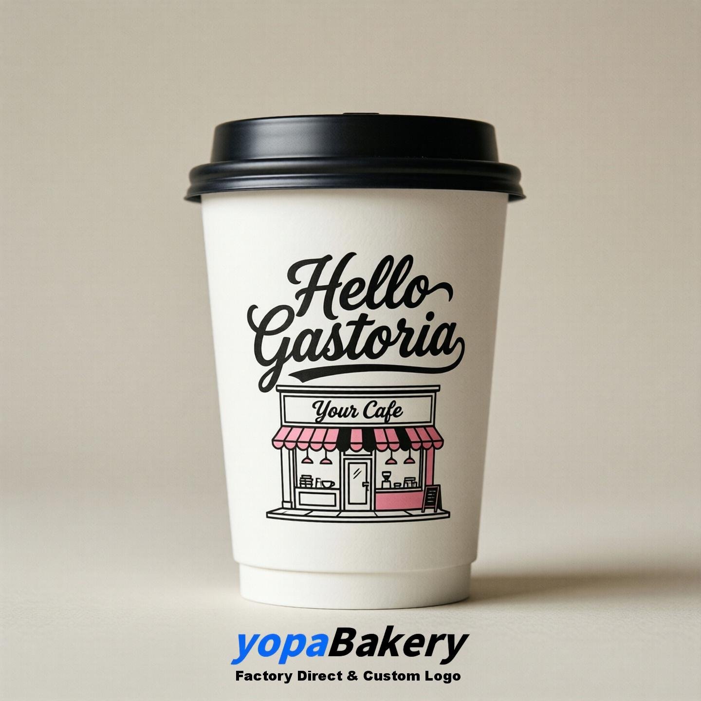 'Hello Gastonia' Paper Coffee Cups | Gastonia Cafe Packaging Design Agency