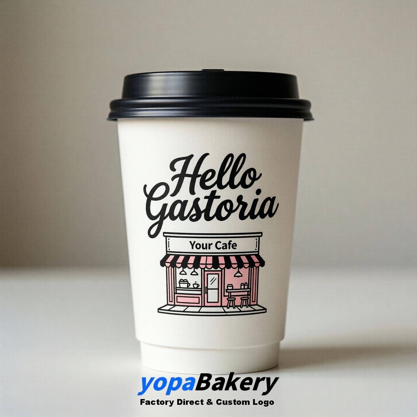 'Hello Gastonia' Paper Coffee Cups | Gastonia Cafe Packaging Design Agency