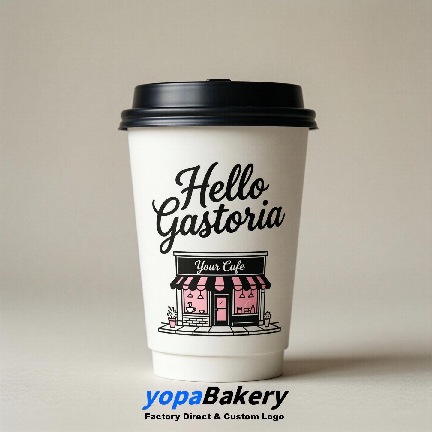 'Hello Gastonia' Paper Coffee Cups | Gastonia Cafe Packaging Design Agency
