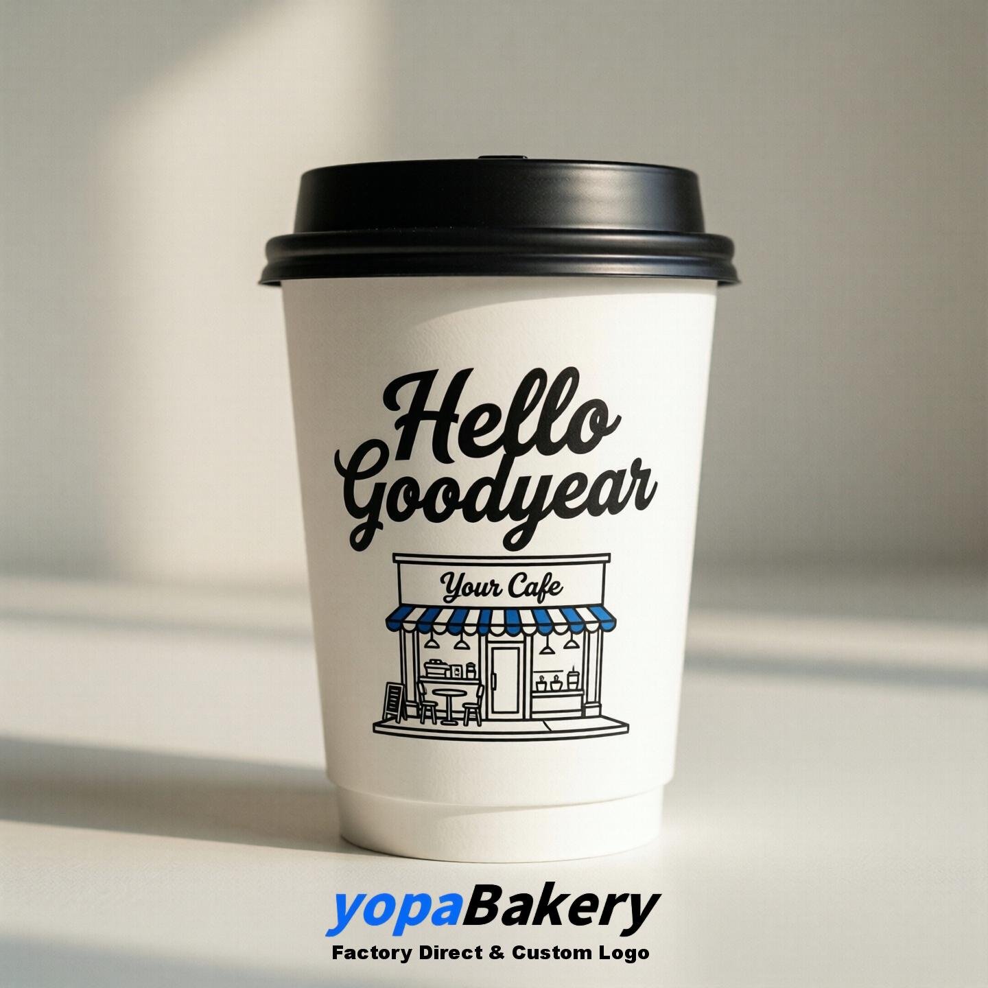 'Hello Goodyear' Paper Coffee Cups | Goodyear Cafe Packaging Design Agency