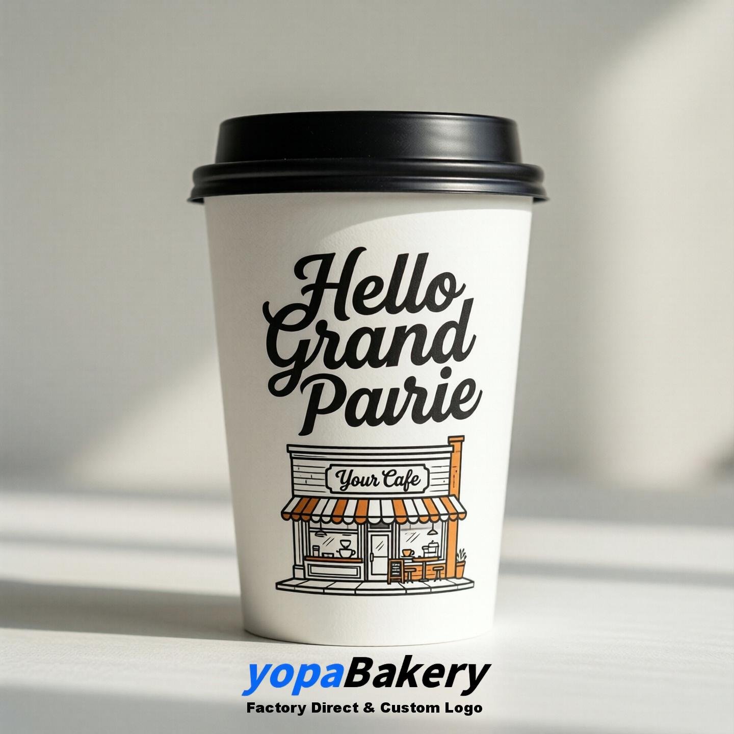 Welcome to Grand Prairie Printed Paper Coffee Cups | Grand Prairie Cafe Packaging Designer