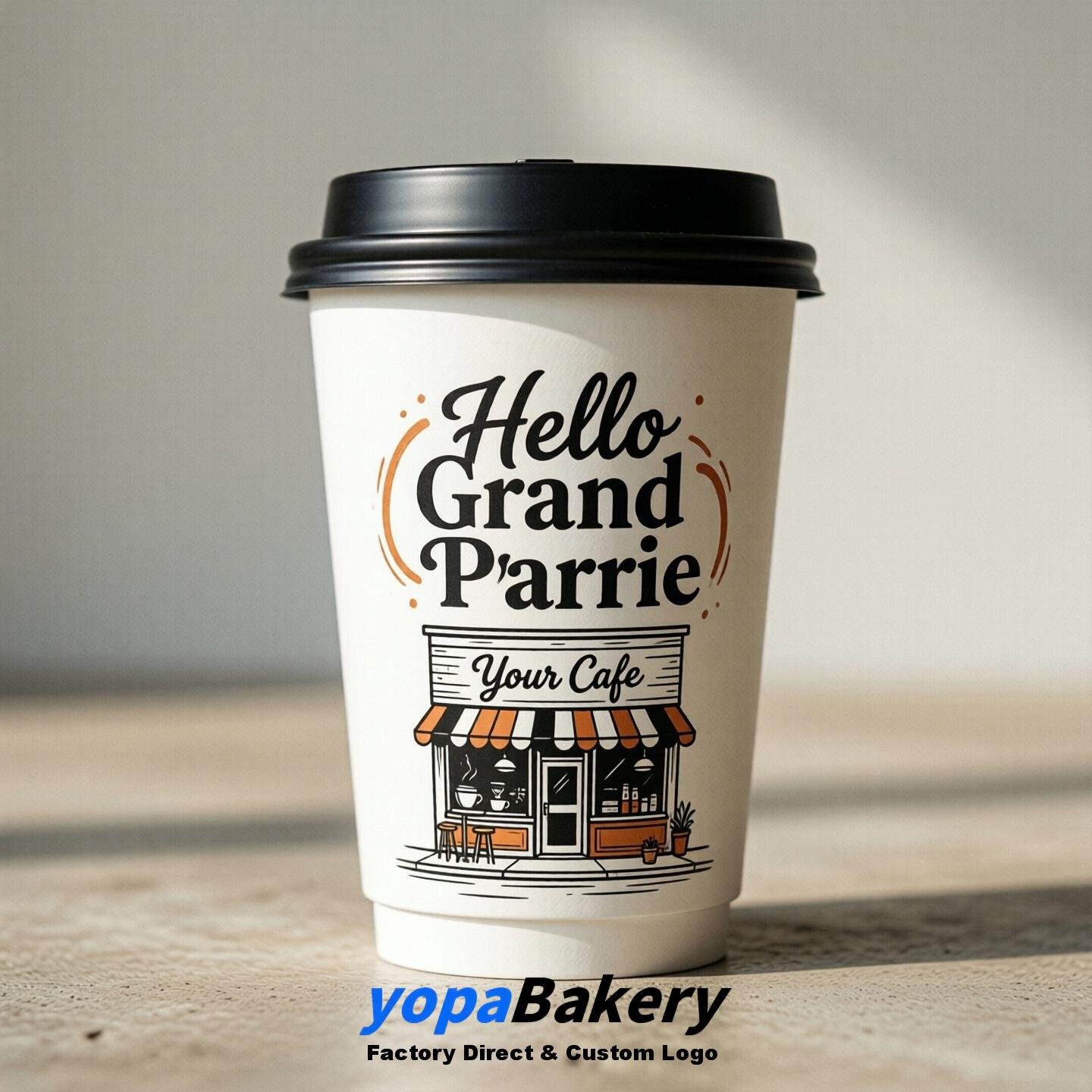 Welcome to Grand Prairie Printed Paper Coffee Cups | Grand Prairie Cafe Packaging Designer