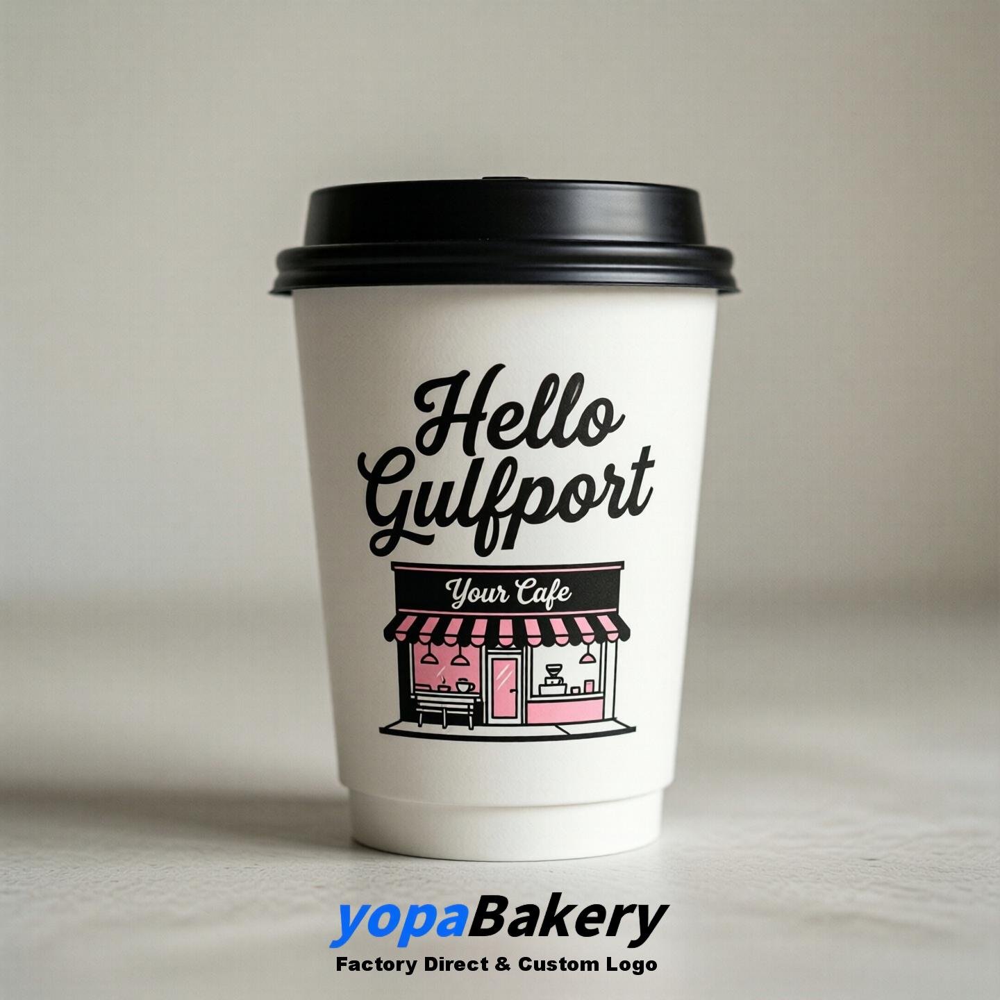 'Hello Gulfport' Paper Coffee Cups | Gulfport Cafe Packaging Design Agency