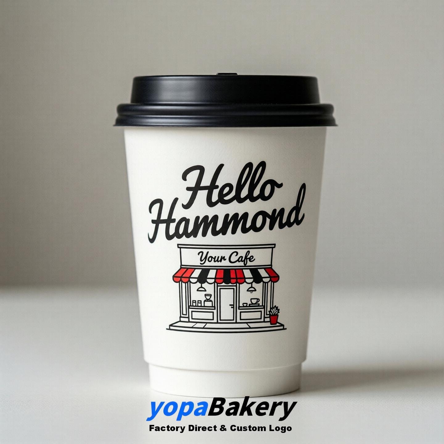 'Hello Hammond' Paper Coffee Cups | Hammond Cafe Packaging Design Agency