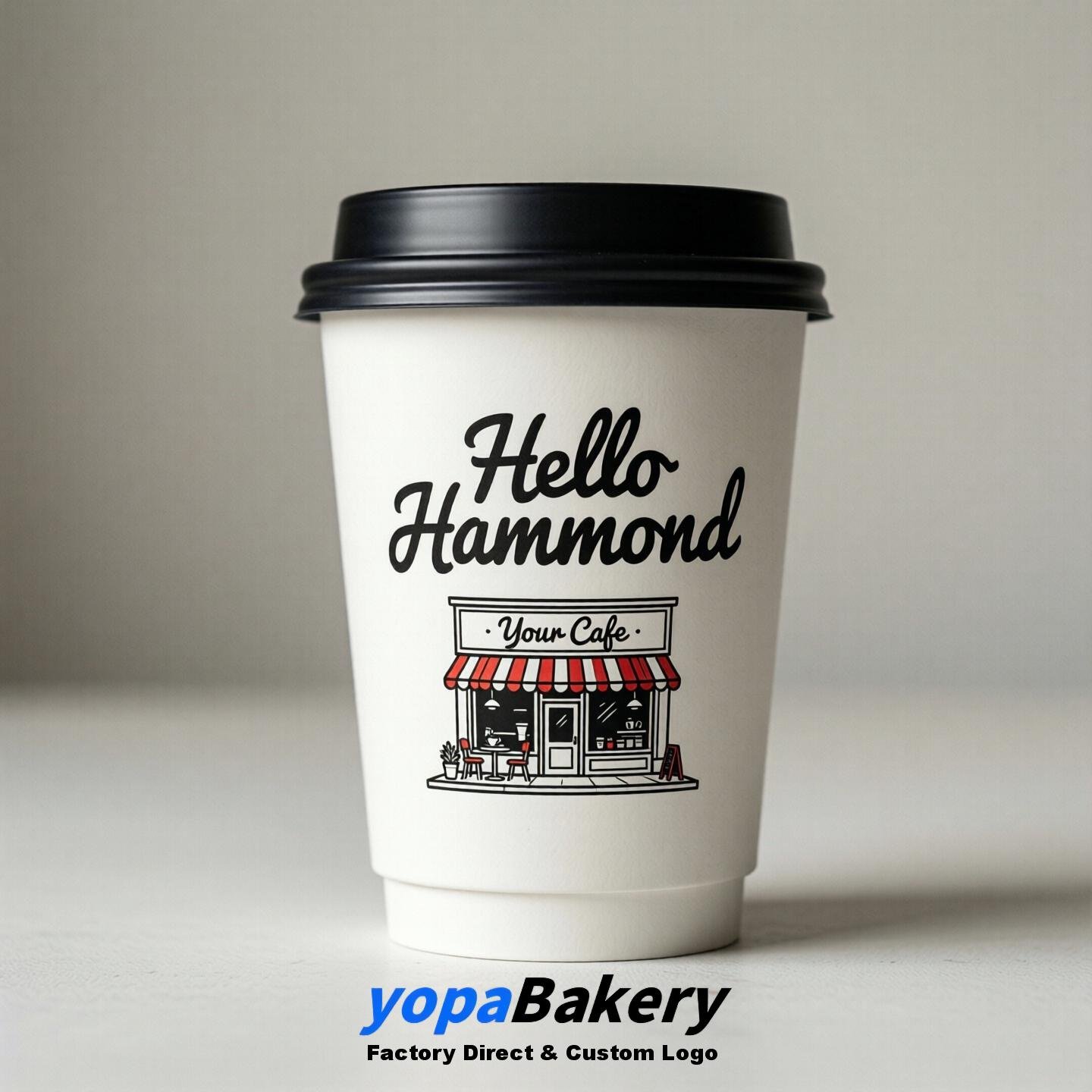 'Hello Hammond' Paper Coffee Cups | Hammond Cafe Packaging Design Agency
