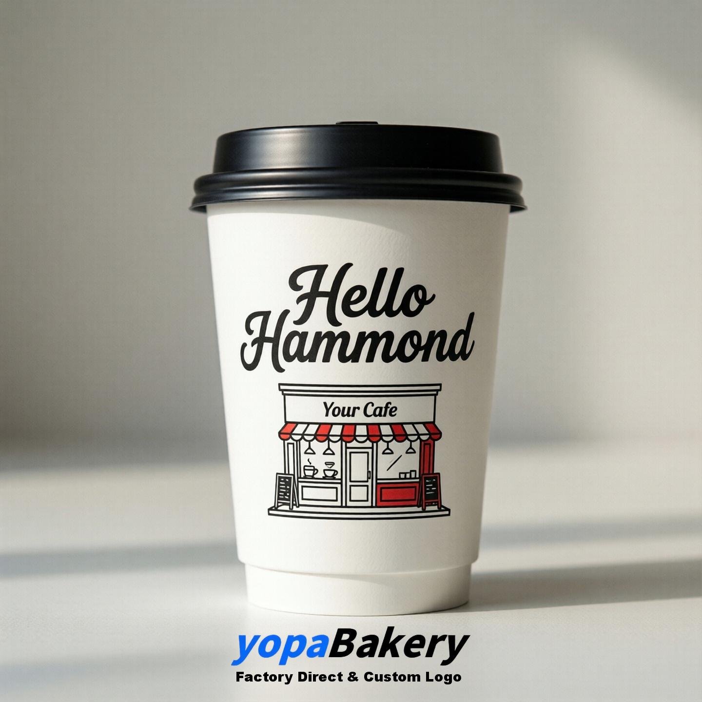 'Hello Hammond' Paper Coffee Cups | Hammond Cafe Packaging Design Agency