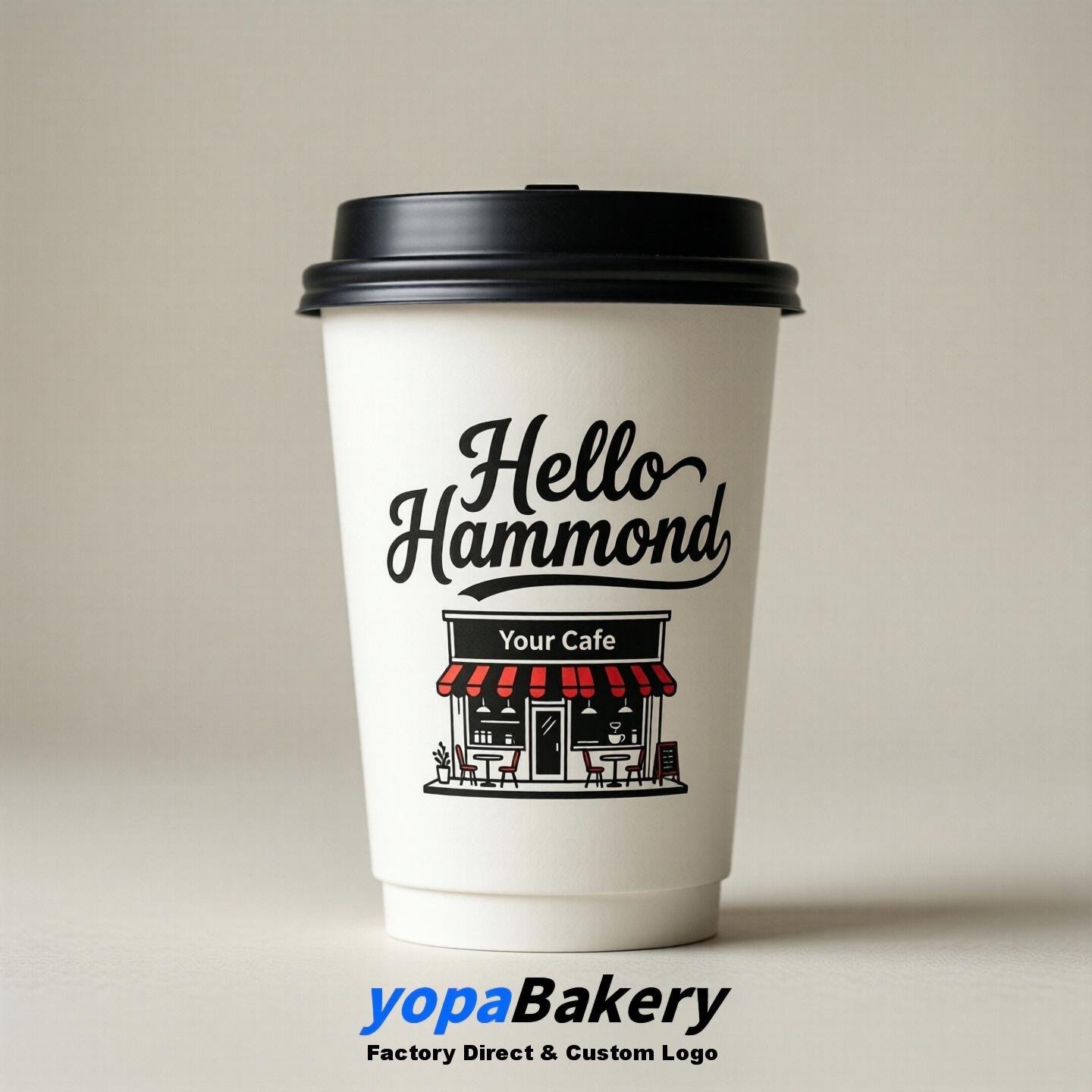 'Hello Hammond' Paper Coffee Cups | Hammond Cafe Packaging Design Agency