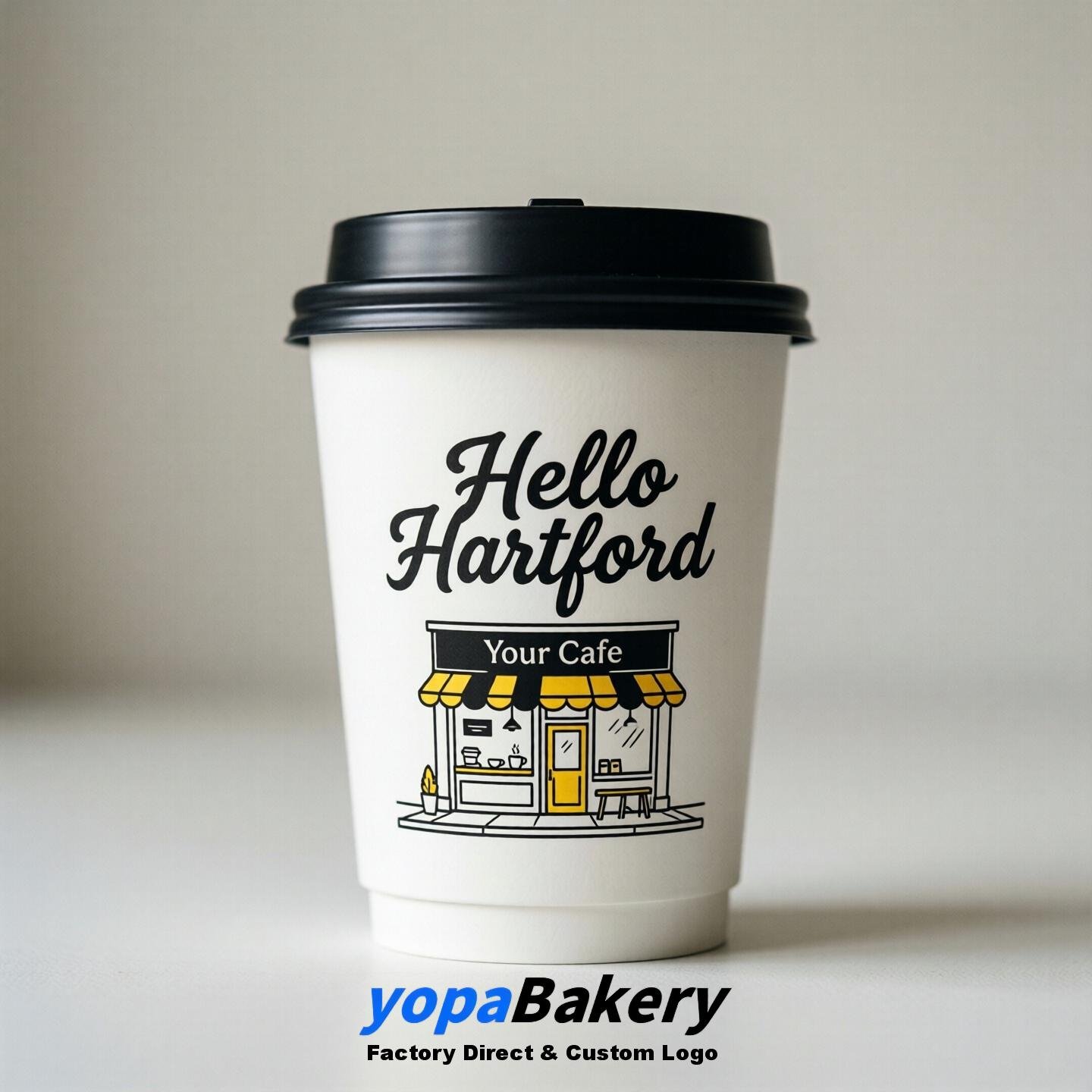 'Welcome to Hartford' Paper Coffee Cups | Hartford Cafe Packaging Design Firm