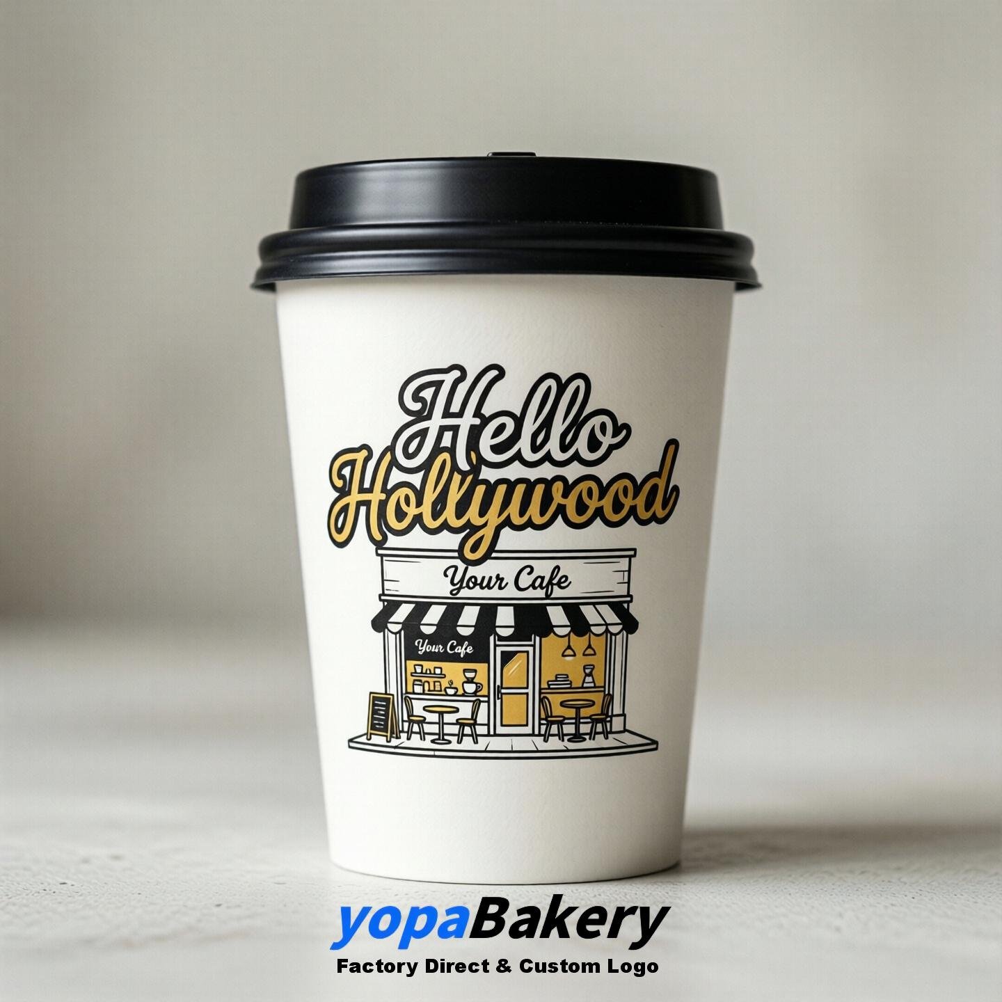 Welcome to Hollywood Printed Paper Coffee Cups | Hollywood Cafe Packaging Designer