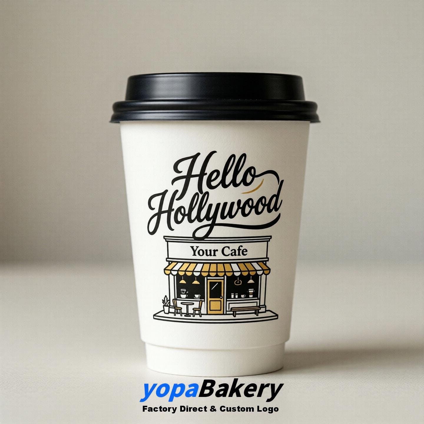 Welcome to Hollywood Printed Paper Coffee Cups | Hollywood Cafe Packaging Designer