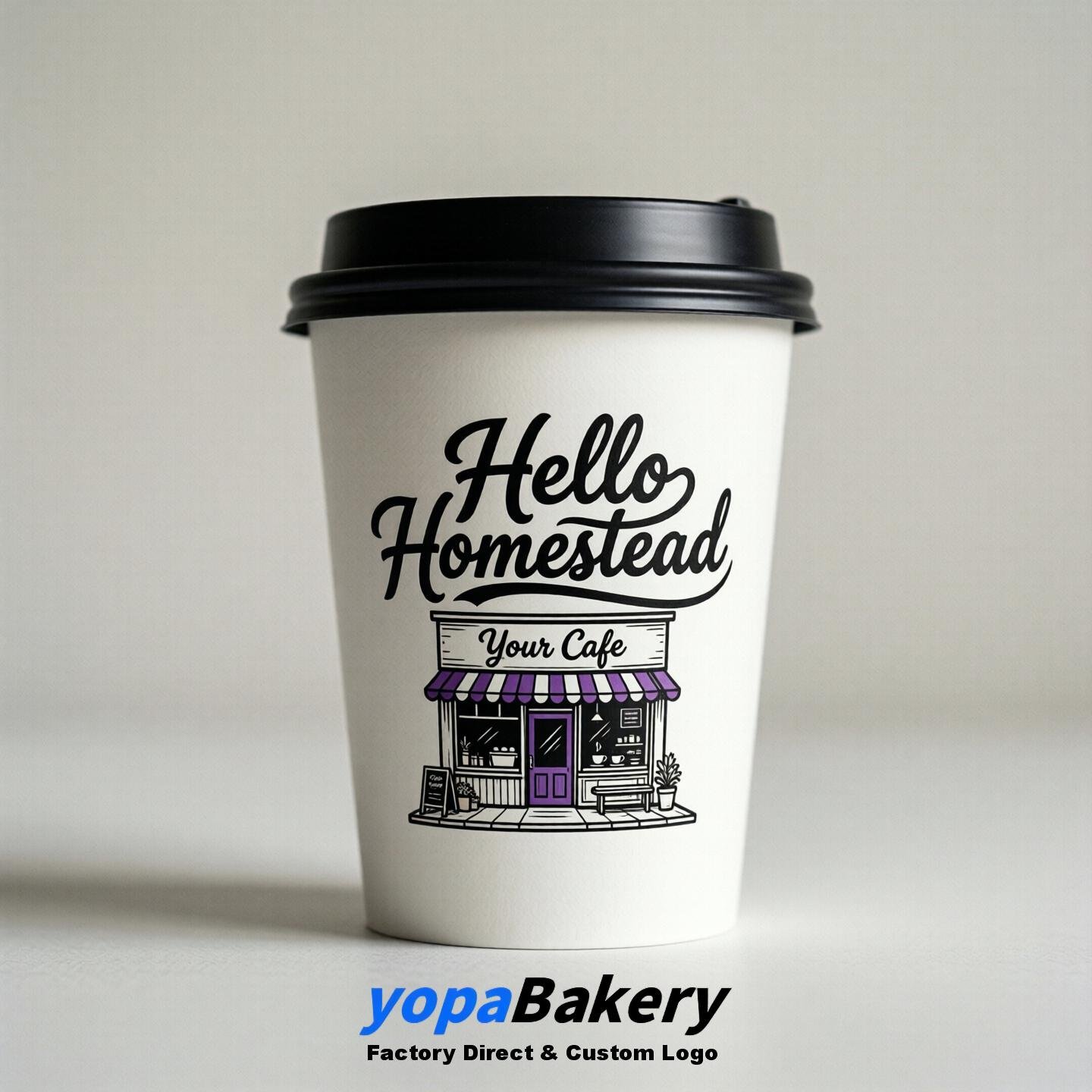 'Hello Homestead' Paper Coffee Cups | Homestead Cafe Packaging Design Agency