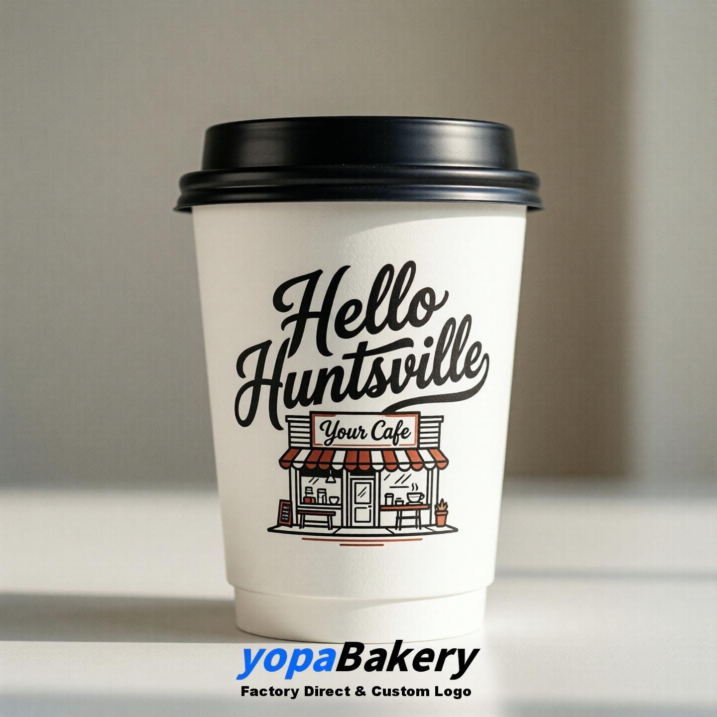 Welcome to Huntsville Printed Paper Coffee Cups | Huntsville Cafe Packaging Designer
