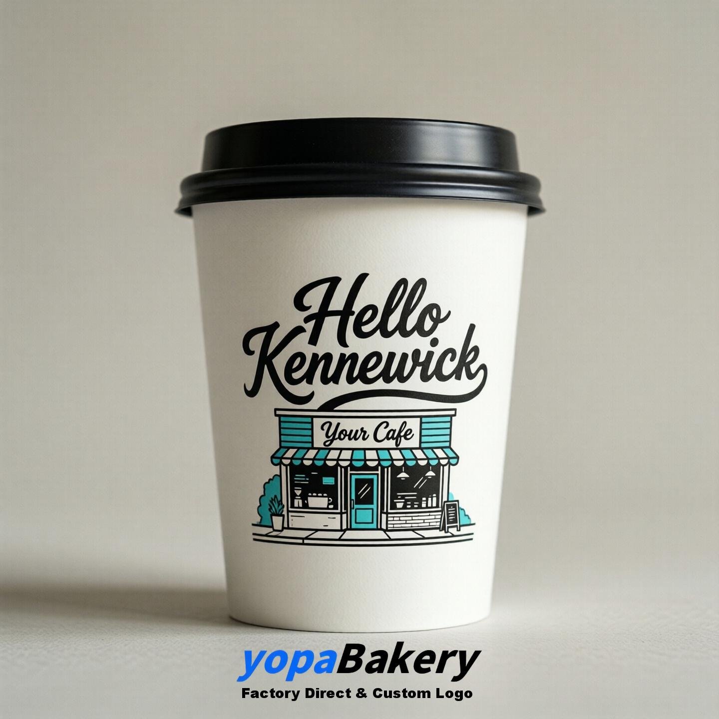 'Welcome to Kennewick' Paper Coffee Cups | Kennewick Cafe Packaging Design Firm