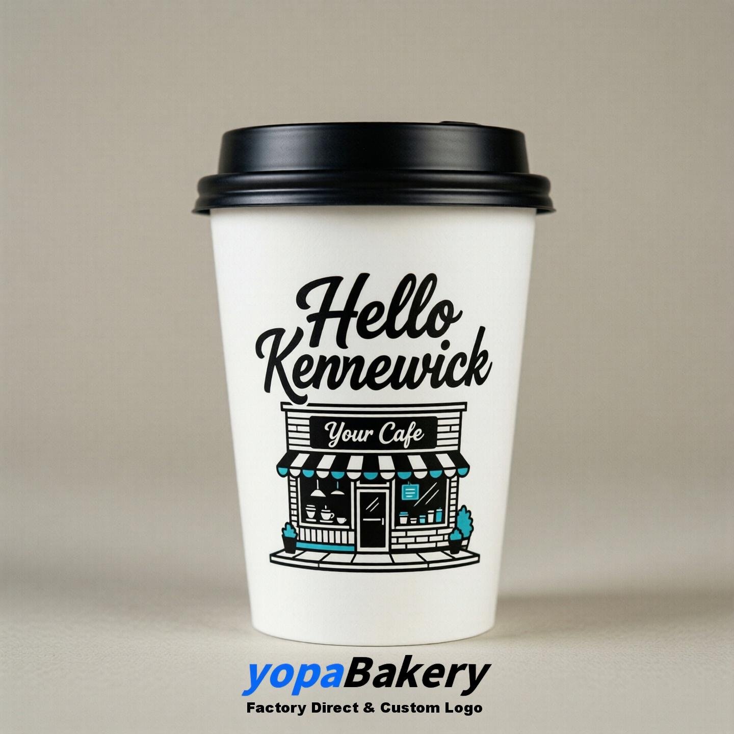 'Welcome to Kennewick' Paper Coffee Cups | Kennewick Cafe Packaging Design Firm