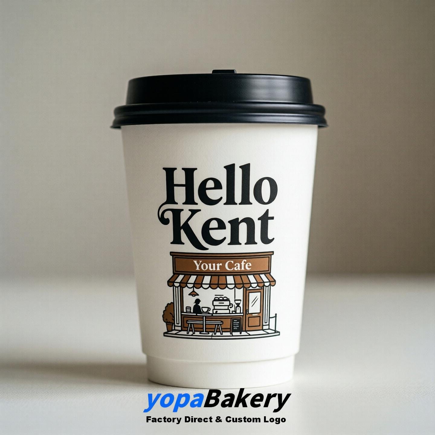 'Welcome to Kent' Paper Coffee Cups | Kent Cafe Packaging Design Firm