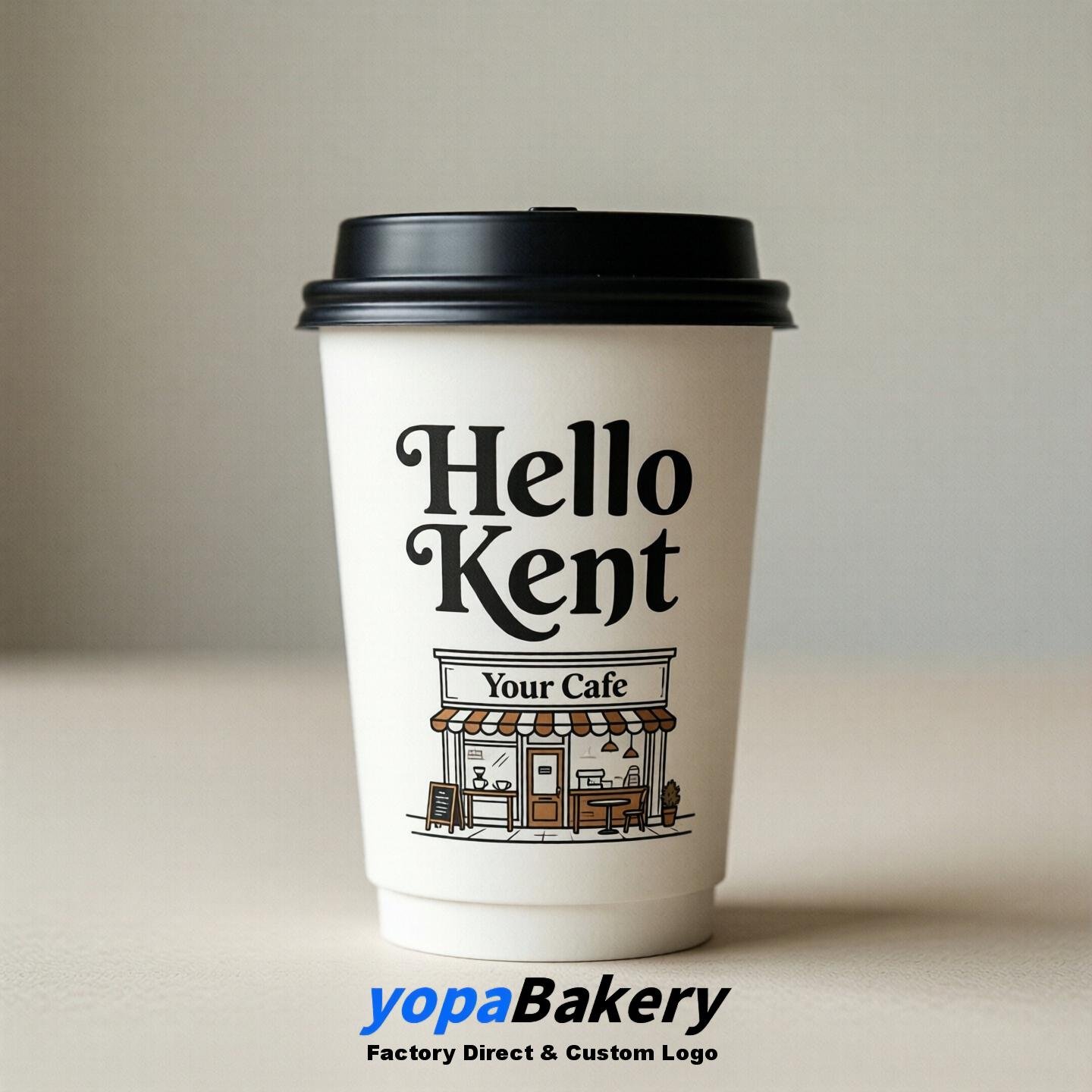 'Welcome to Kent' Paper Coffee Cups | Kent Cafe Packaging Design Firm