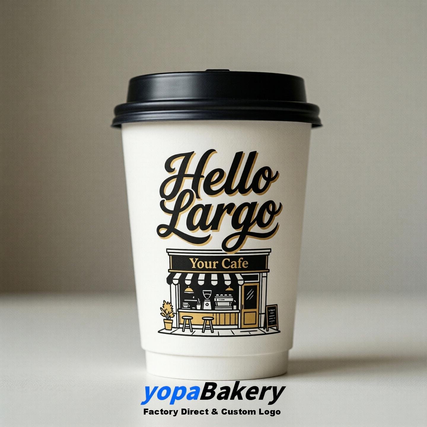 'Hello Largo' Paper Coffee Cups | Largo Cafe Packaging Design Agency