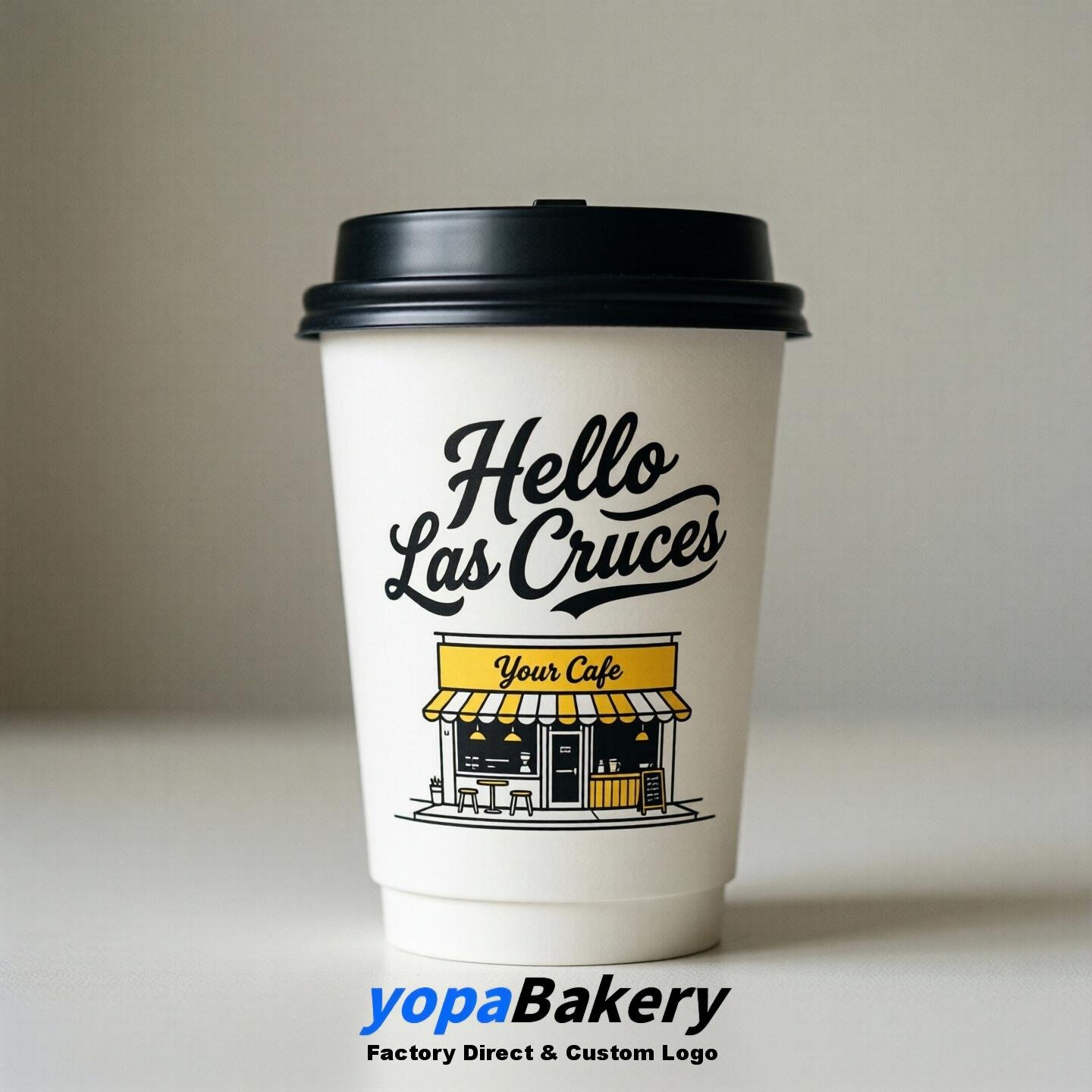 'Welcome to Las Cruces' Paper Coffee Cups | Las Cruces Cafe Packaging Design Firm