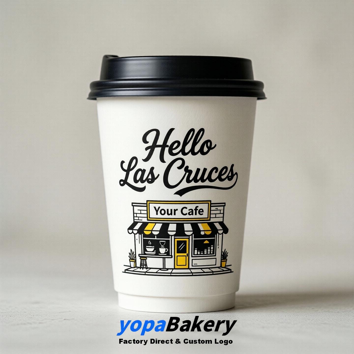'Welcome to Las Cruces' Paper Coffee Cups | Las Cruces Cafe Packaging Design Firm