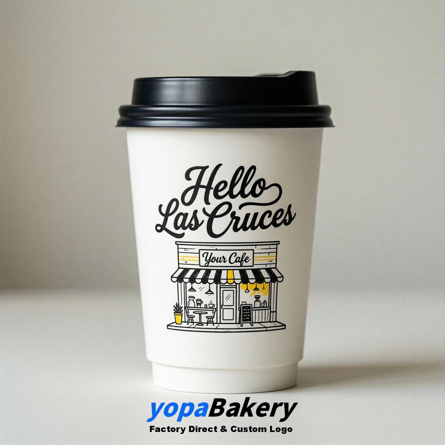 'Welcome to Las Cruces' Paper Coffee Cups | Las Cruces Cafe Packaging Design Firm