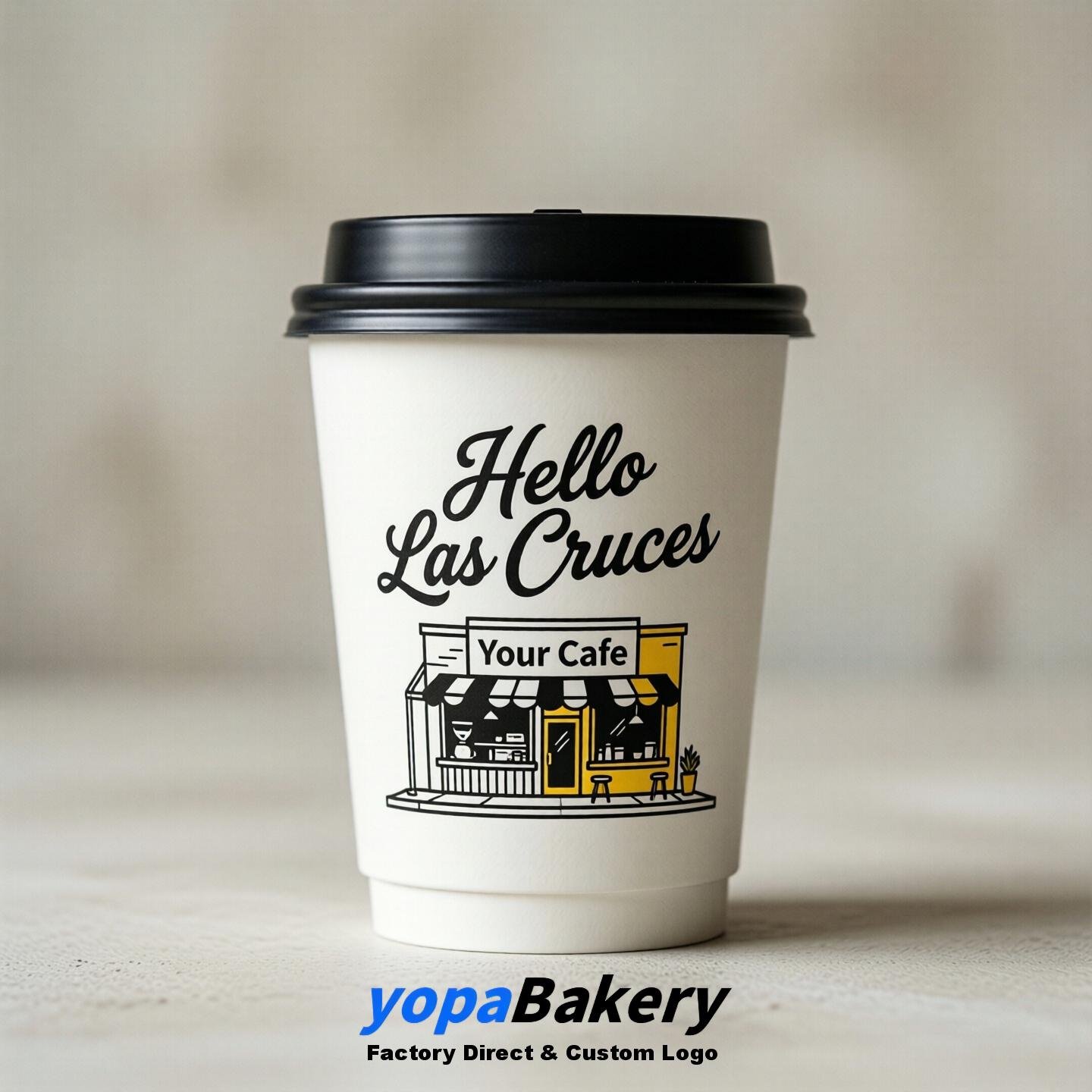 'Welcome to Las Cruces' Paper Coffee Cups | Las Cruces Cafe Packaging Design Firm