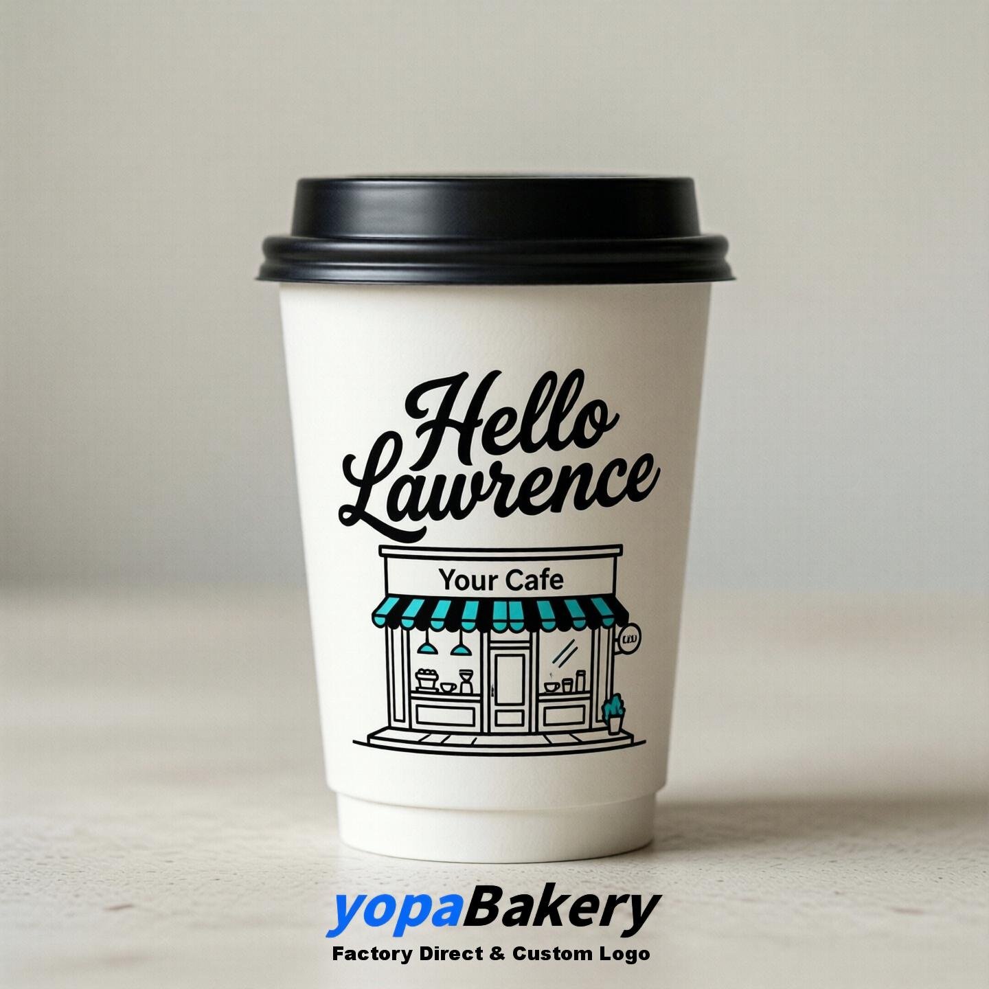 'Hello Lawrence' Paper Coffee Cups | Lawrence Cafe Packaging Design Agency