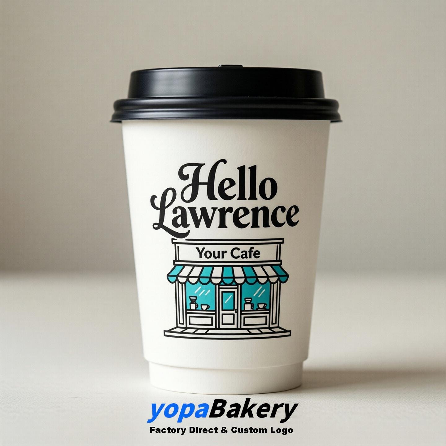 'Hello Lawrence' Paper Coffee Cups | Lawrence Cafe Packaging Design Agency