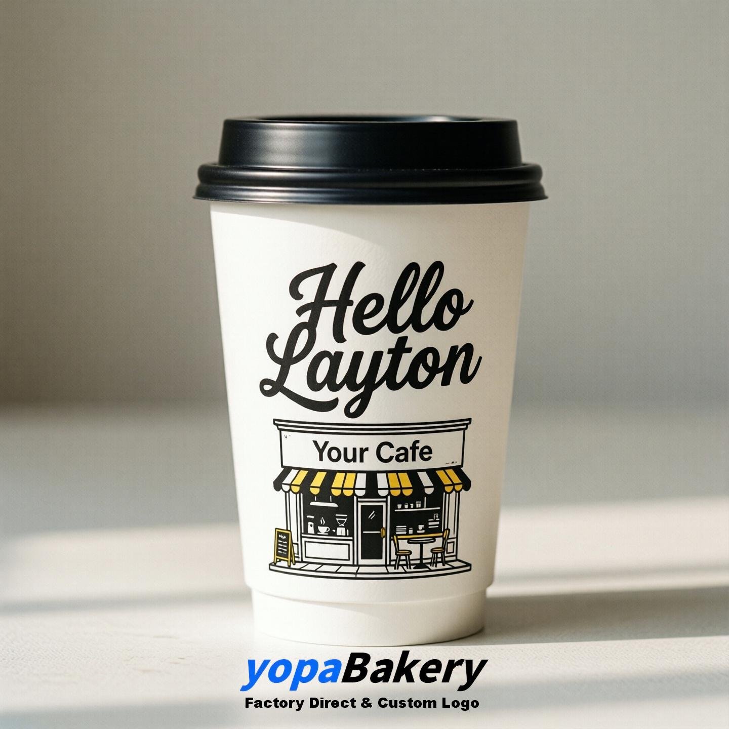 'Hello Layton' Paper Coffee Cups | Layton Cafe Packaging Design Agency