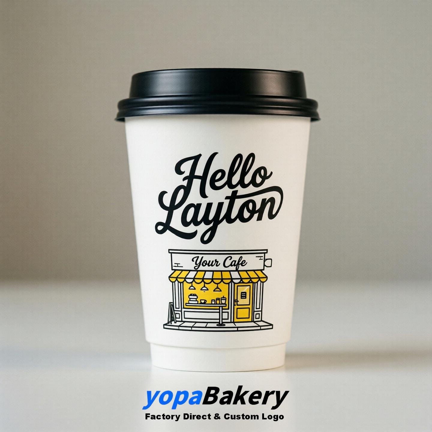 'Hello Layton' Paper Coffee Cups | Layton Cafe Packaging Design Agency