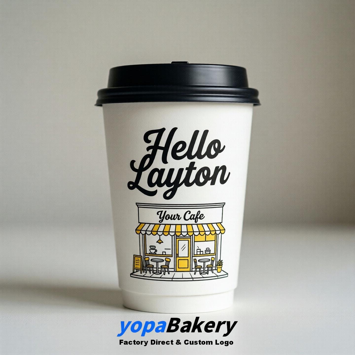 'Hello Layton' Paper Coffee Cups | Layton Cafe Packaging Design Agency