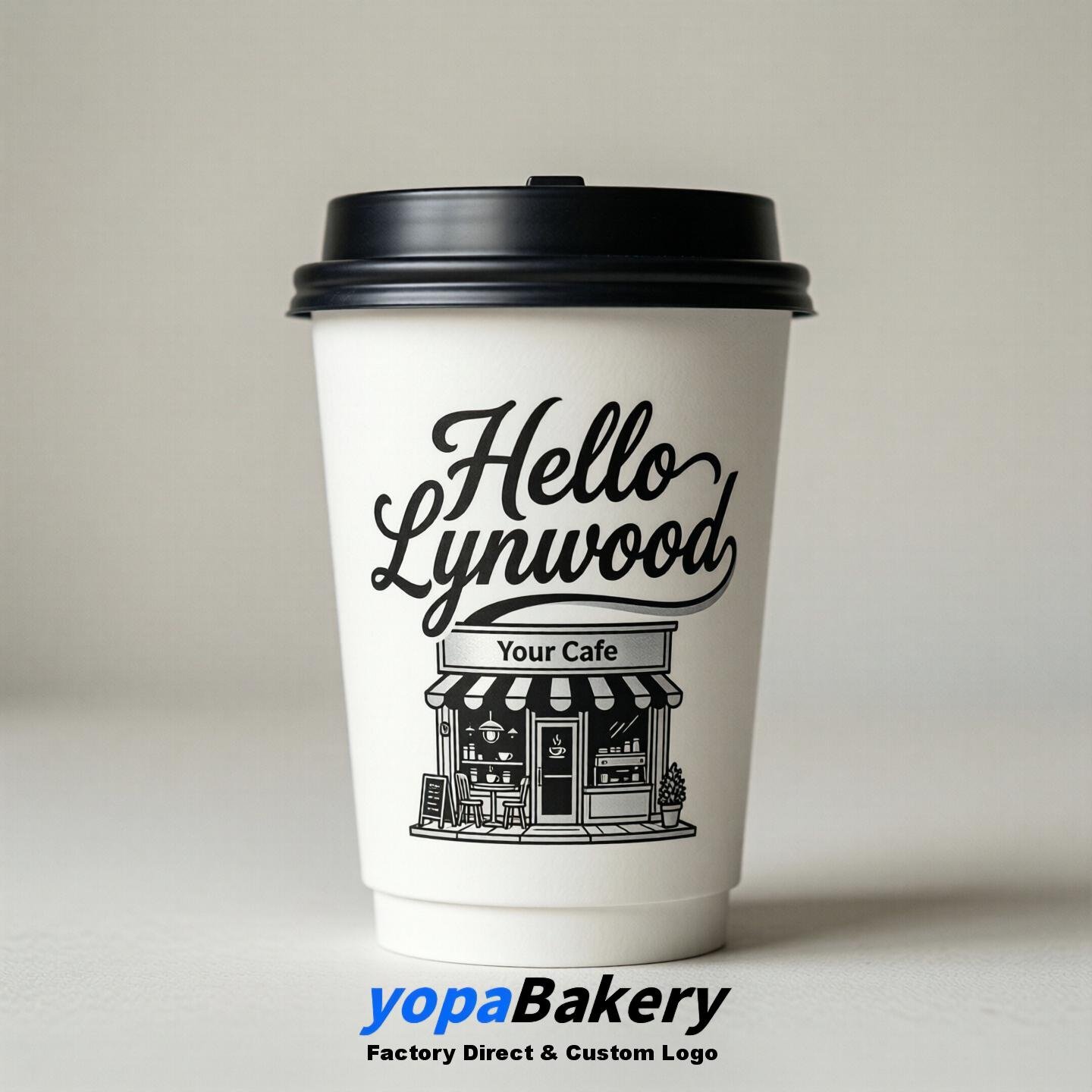 'Hello Lynwood' Paper Coffee Cups | Lynwood Cafe Packaging Design Agency