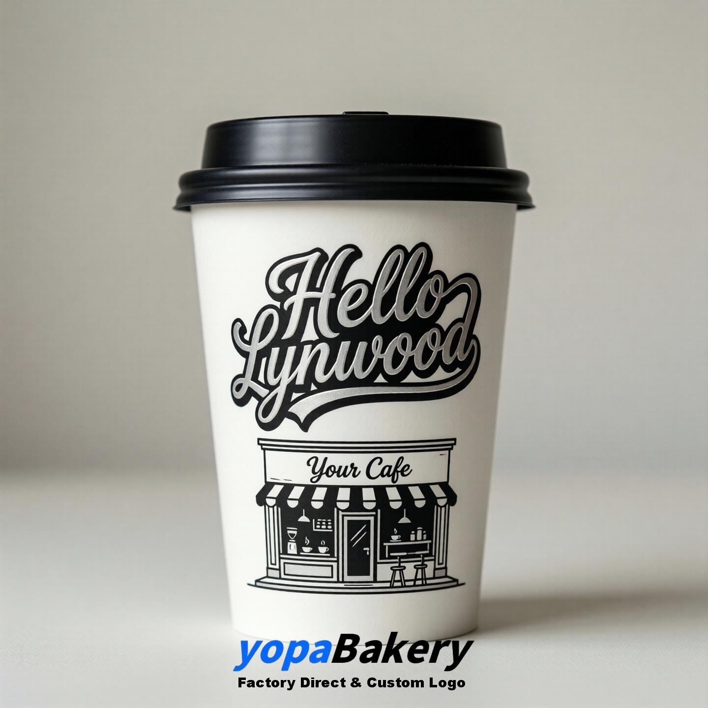 'Hello Lynwood' Paper Coffee Cups | Lynwood Cafe Packaging Design Agency