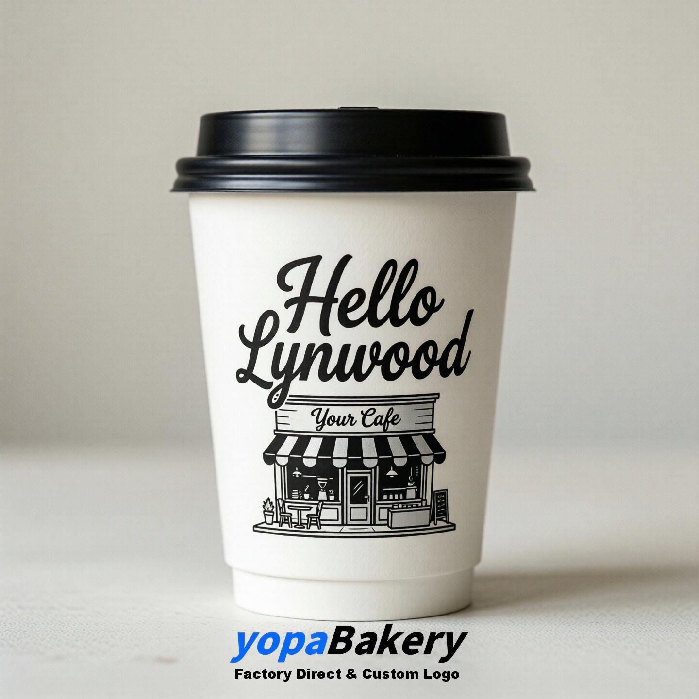 'Hello Lynwood' Paper Coffee Cups | Lynwood Cafe Packaging Design Agency