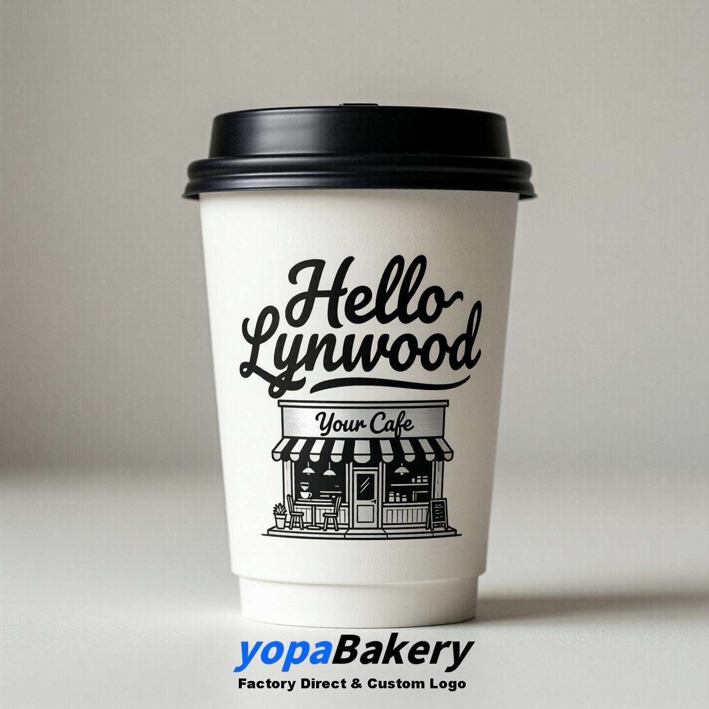 'Hello Lynwood' Paper Coffee Cups | Lynwood Cafe Packaging Design Agency
