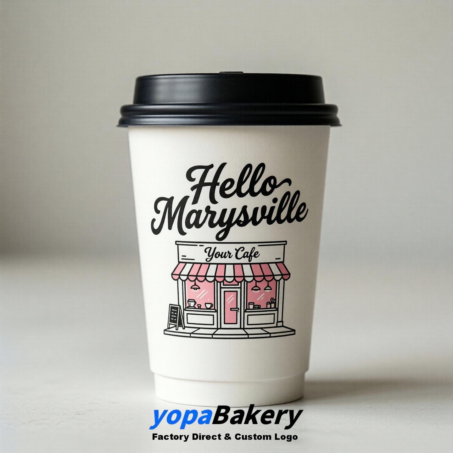'Hello Marysville' Paper Coffee Cups | Marysville Cafe Packaging Design Agency