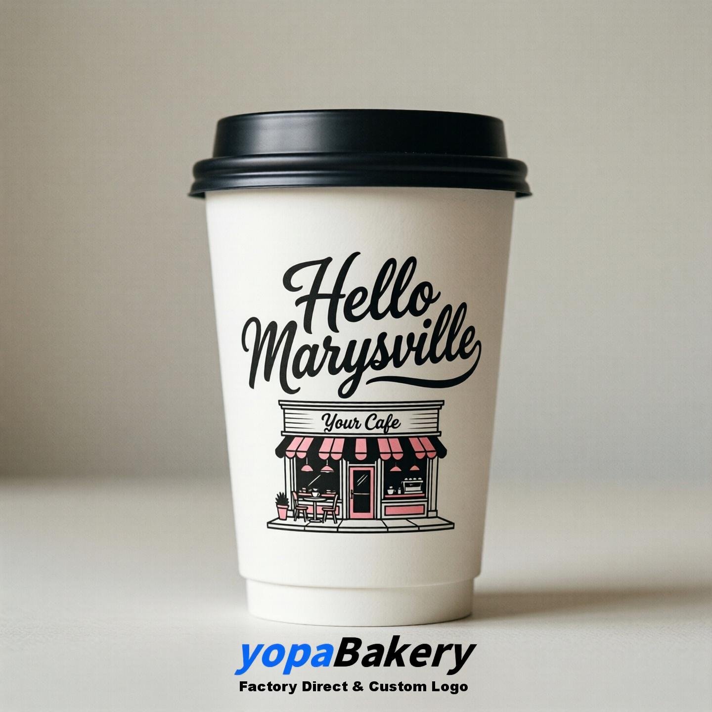 'Hello Marysville' Paper Coffee Cups | Marysville Cafe Packaging Design Agency